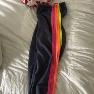 Aviator Nation 5 stripe sweatpants - heather navy // neon